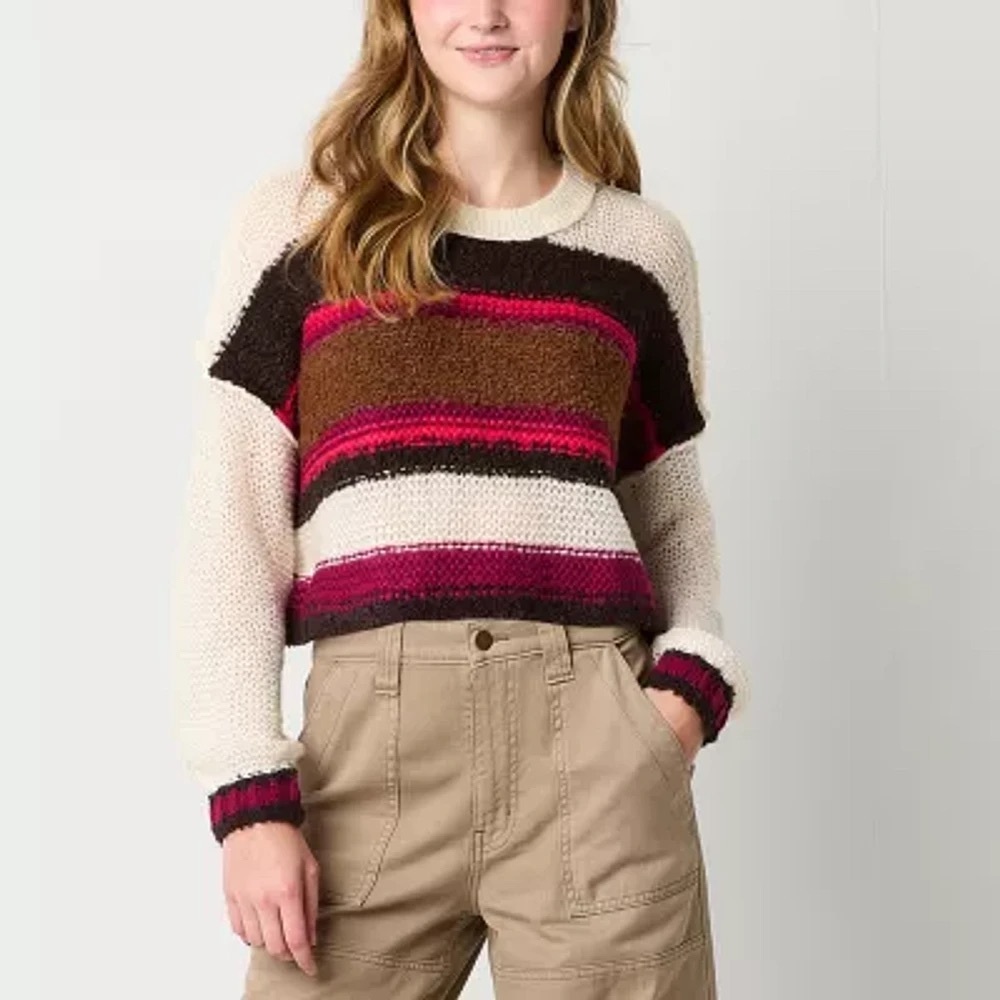 NWT Arizona Juniors Womens Crew Neck Long Sleeve Pullover Sweater